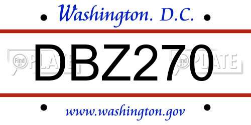 DBZ270 District Of Columbia License Plate
