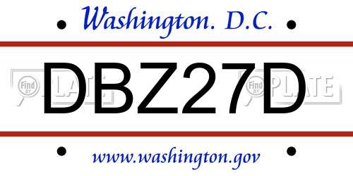 DBZ27D District Of Columbia License Plate