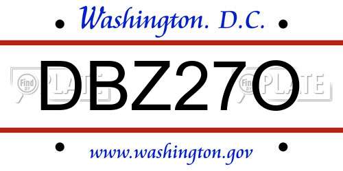 DBZ27O District Of Columbia License Plate