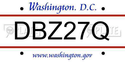 DBZ27Q District Of Columbia License Plate