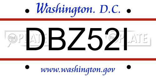 DBZ52I District Of Columbia License Plate