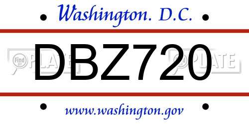 DBZ720 District Of Columbia License Plate