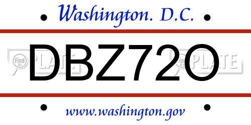 DBZ72O District Of Columbia License Plate