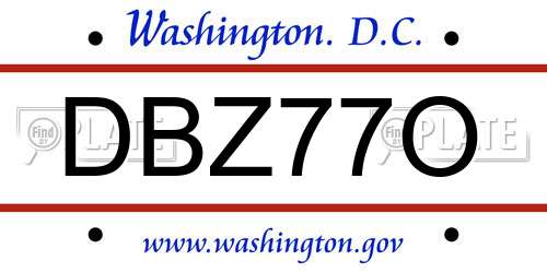 DBZ77O District Of Columbia License Plate