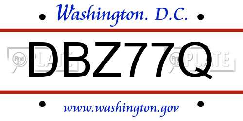 DBZ77Q District Of Columbia License Plate