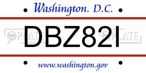 DBZ82I District Of Columbia License Plate