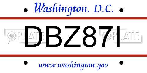 DBZ87I District Of Columbia License Plate