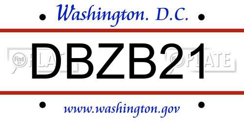 DBZB21 District Of Columbia License Plate