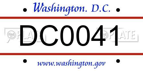DC0041 District Of Columbia License Plate