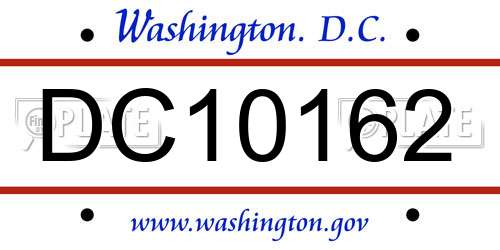 DC10162 District Of Columbia License Plate