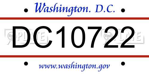 DC10722 District Of Columbia License Plate