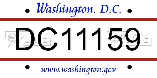 DC11159 District Of Columbia License Plate