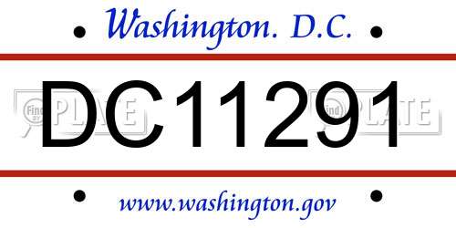 DC11291 District Of Columbia License Plate
