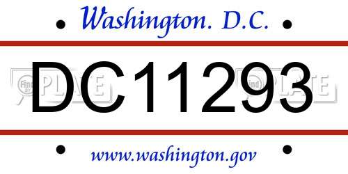 DC11293 District Of Columbia License Plate