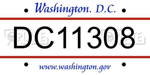 DC11308 District Of Columbia License Plate