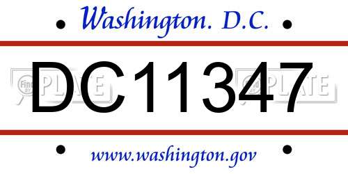 DC11347 District Of Columbia License Plate