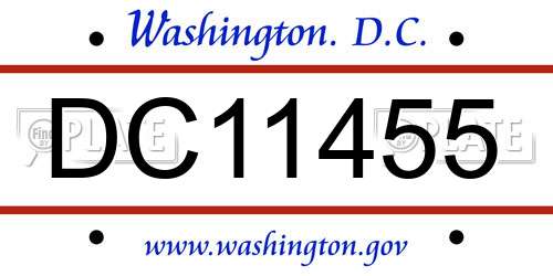 DC11455 District Of Columbia License Plate