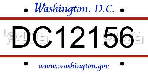 DC12156 District Of Columbia License Plate