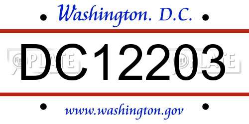 DC12203 District Of Columbia License Plate