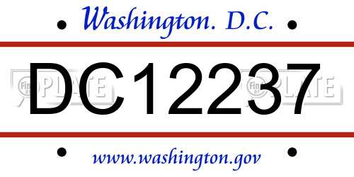 DC12237 District Of Columbia License Plate