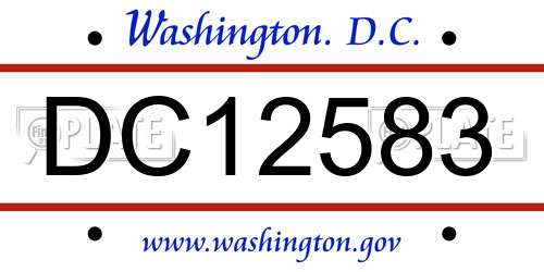 DC12583 District Of Columbia License Plate