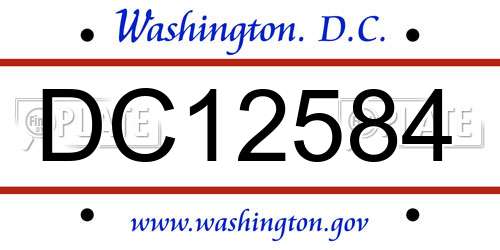 DC12584 District Of Columbia License Plate