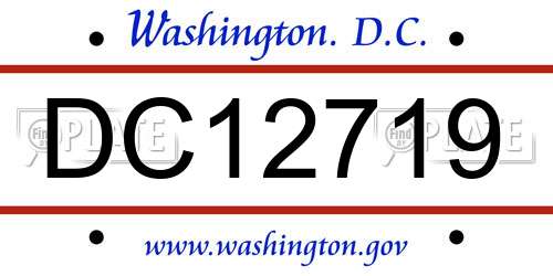 DC12719 District Of Columbia License Plate