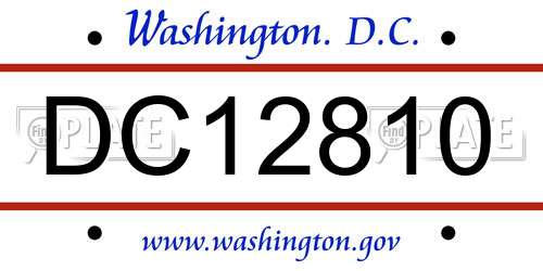 DC12810 District Of Columbia License Plate