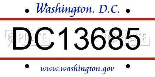 DC13685 District Of Columbia License Plate
