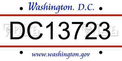 DC13723 District Of Columbia License Plate
