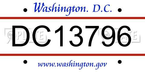 DC13796 District Of Columbia License Plate