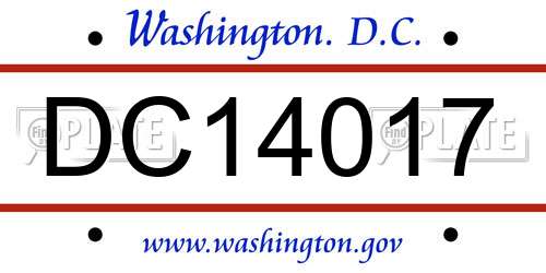 DC14017 District Of Columbia License Plate