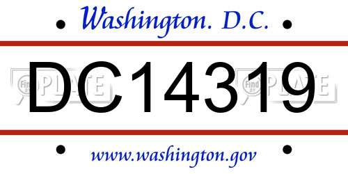 DC14319 District Of Columbia License Plate
