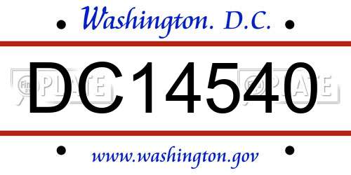 DC14540 District Of Columbia License Plate