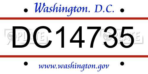 DC14735 District Of Columbia License Plate