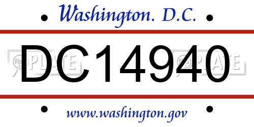 DC14940 District Of Columbia License Plate