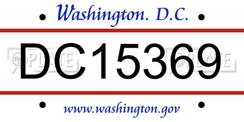 DC15369 District Of Columbia License Plate