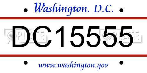 DC15555 District Of Columbia License Plate