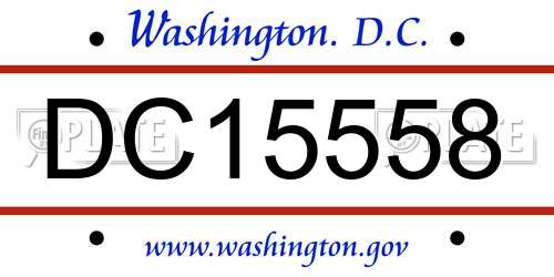 DC15558 District Of Columbia License Plate