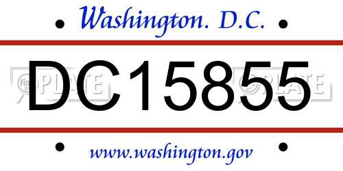 DC15855 District Of Columbia License Plate