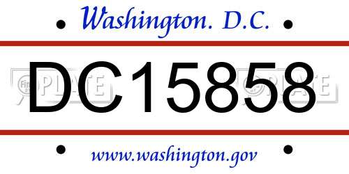 DC15858 District Of Columbia License Plate