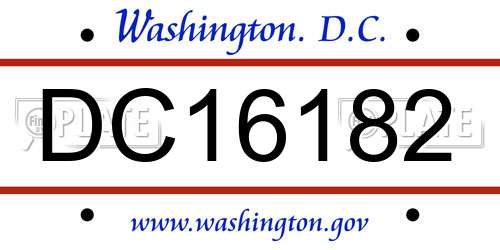 DC16182 District Of Columbia License Plate
