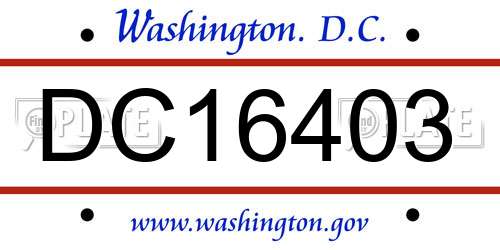 DC16403 District Of Columbia License Plate