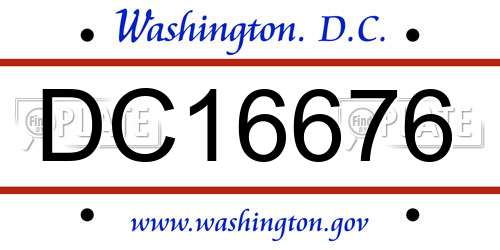 DC16676 District Of Columbia License Plate