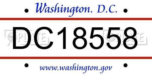 DC18558 District Of Columbia License Plate