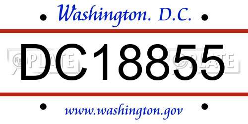 DC18855 District Of Columbia License Plate