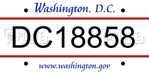 DC18858 District Of Columbia License Plate