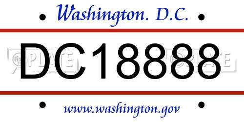 DC18888 District Of Columbia License Plate