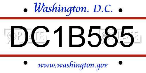 DC1B585 District Of Columbia License Plate
