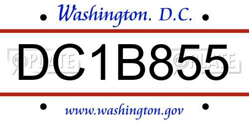 DC1B855 District Of Columbia License Plate